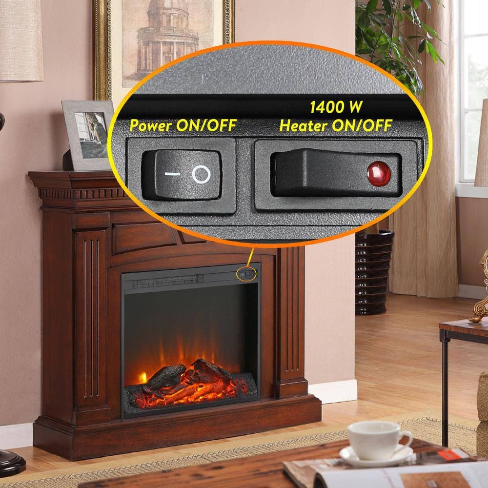 Lukyamzn 5000 BTU 23 in. Electric Fireplace Heater in Black with Log Set and Realistic Flame (3)