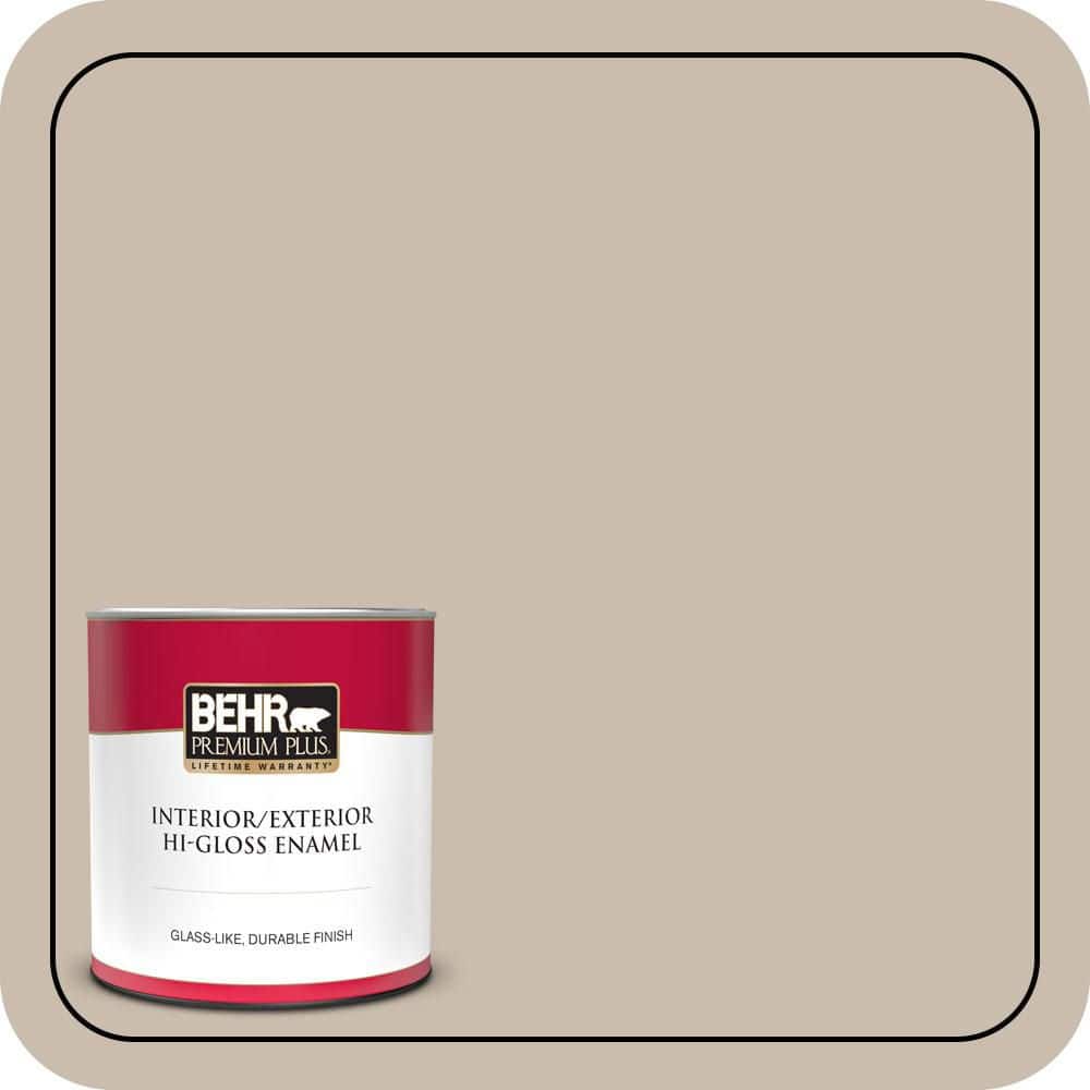 BEHR PREMIUM PLUS 1 qt. #PPU5-13 Creamy Mushroom Hi-Gloss Enamel Interior/Exterior Paint & Primer (1)