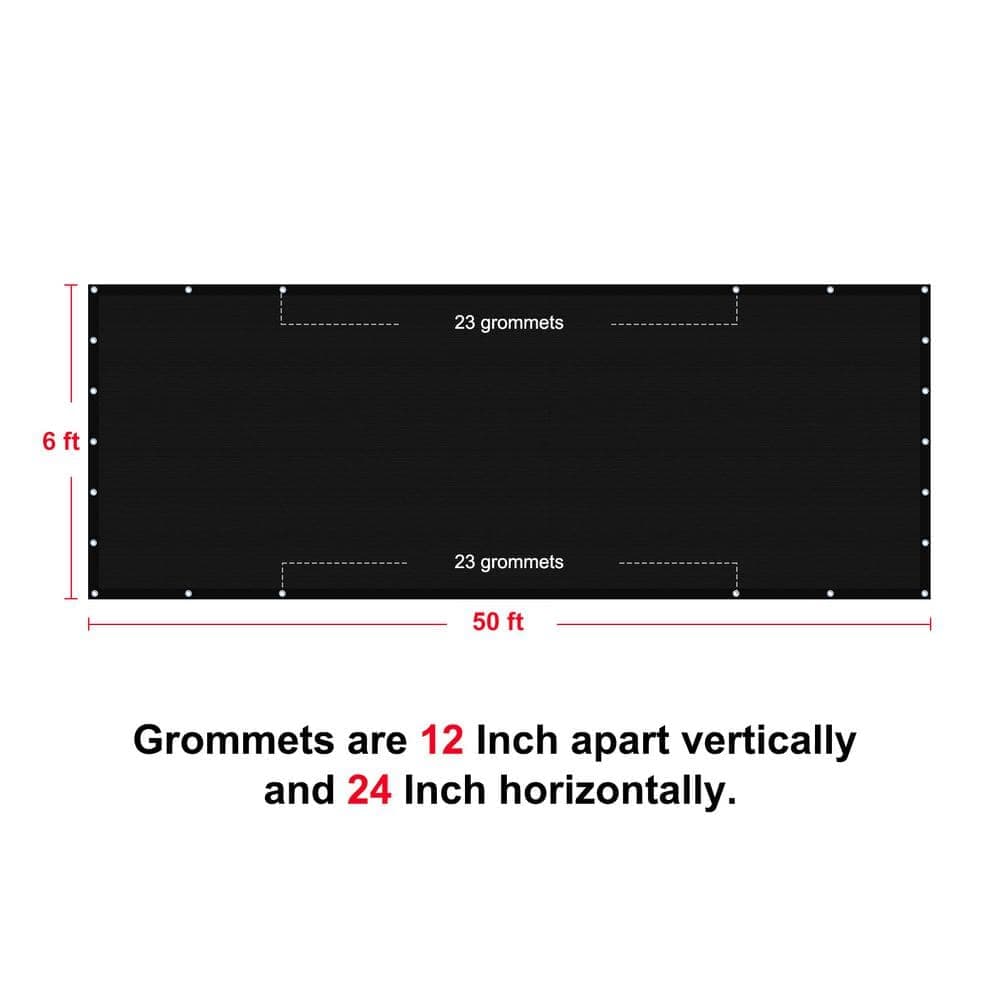 Shatex 6 x 50 ft. Privacy Fence Screen Heavy-Duty 90% Blockage Shade Cover Fencing Net for Wall Garden Gazebo Backyard Black (3)
