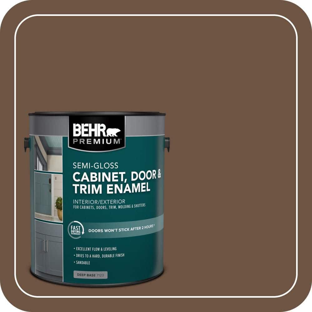 BEHR PREMIUM 1 gal. #280F-7 Breakfast Blend Semi-Gloss Enamel Interior/Exterior Cabinet, Door & Trim Paint
