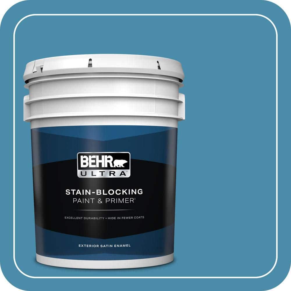 BEHR ULTRA 5 gal. #550D-6 Blue Chaise Satin Enamel Exterior Paint & Primer