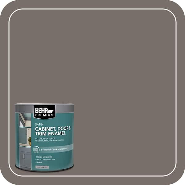BEHR PREMIUM 1 qt. #BNC-37 Gray Owl Satin Enamel Interior/Exterior Cabinet, Door & Trim Paint (2)