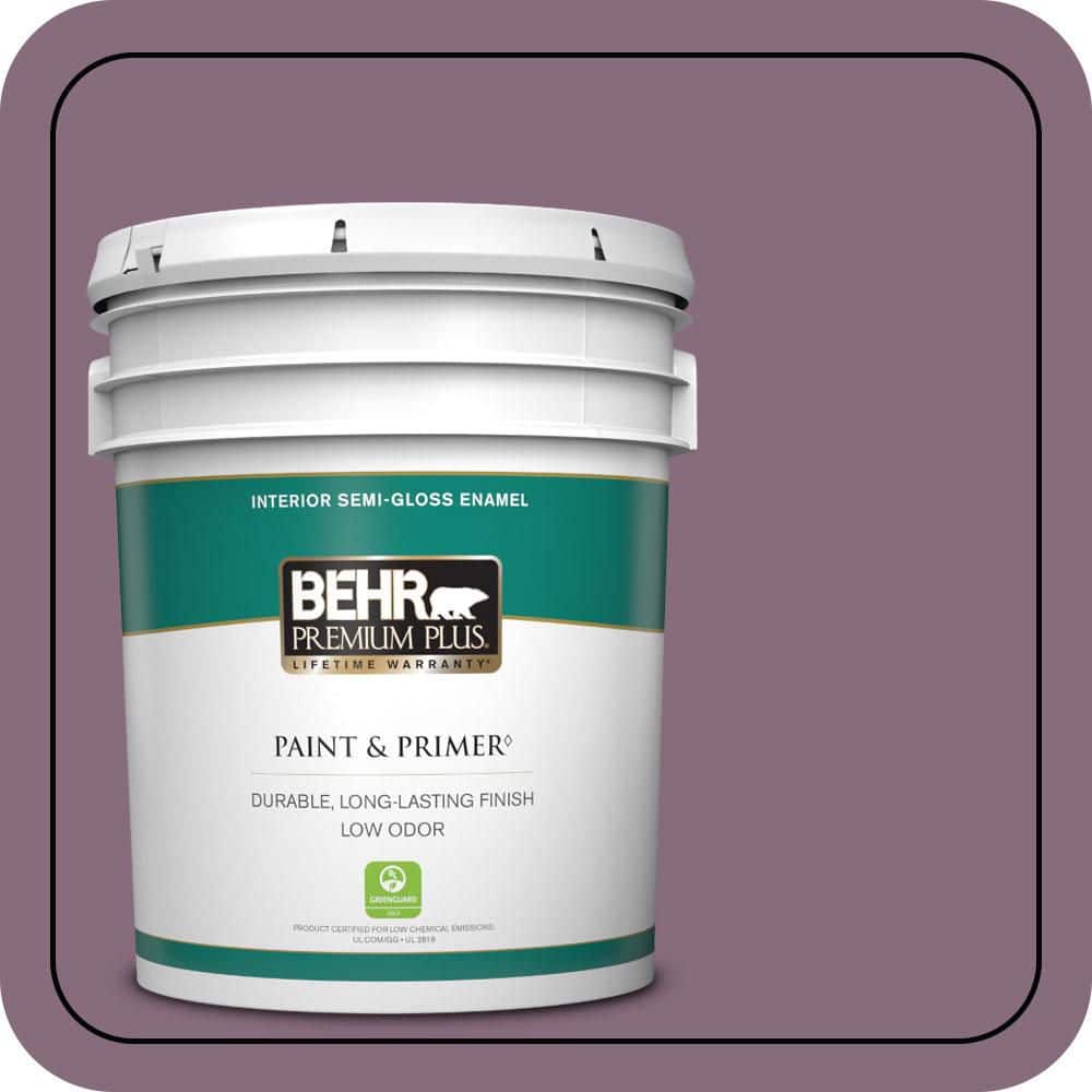 BEHR PREMIUM PLUS 5 gal. #S110-6 Plum Royale Semi-Gloss Enamel Low Odor Interior Paint & Primer