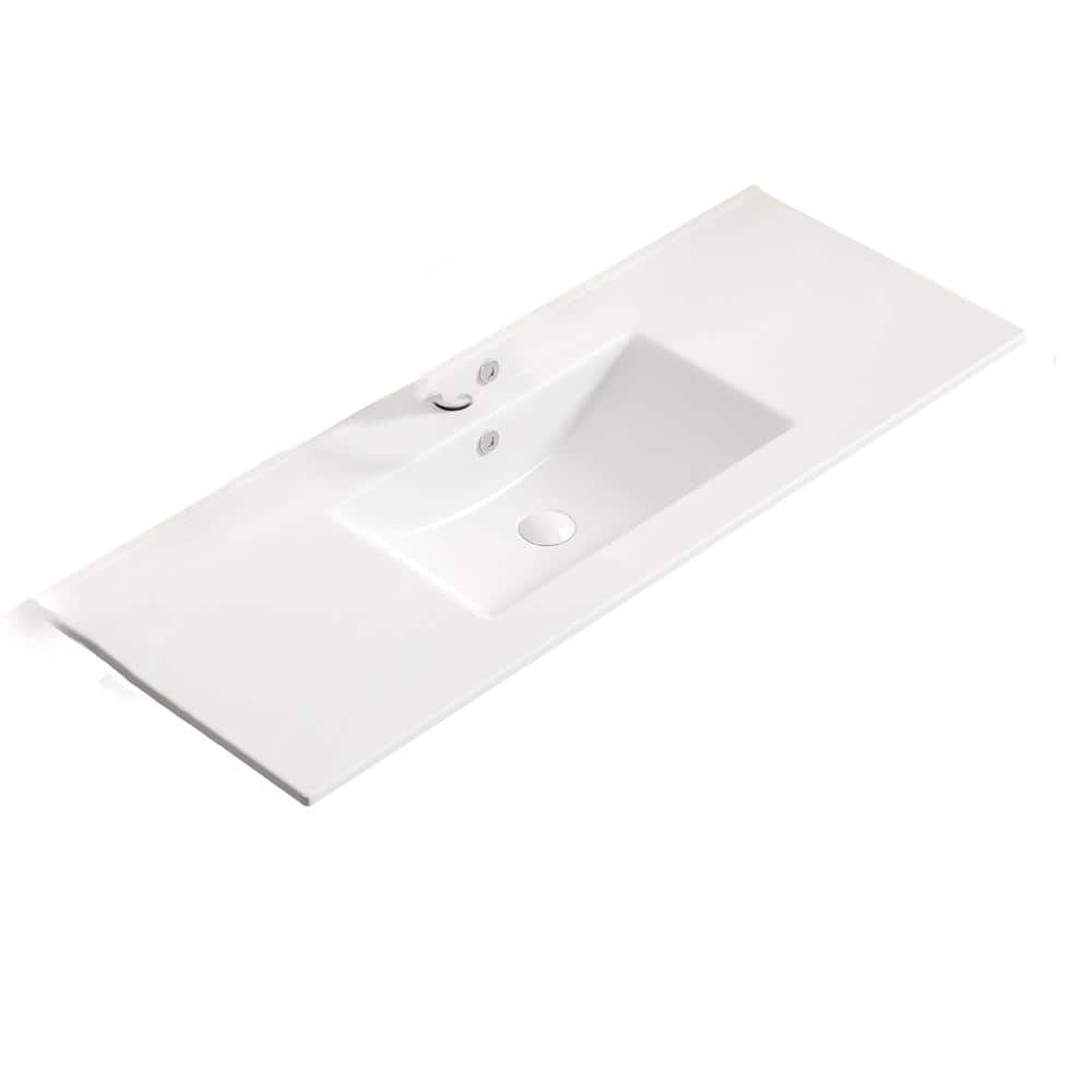 Timussi 47.64 in. W x 18.12 in. D Ceramic Vanity Top in Milk White (1)