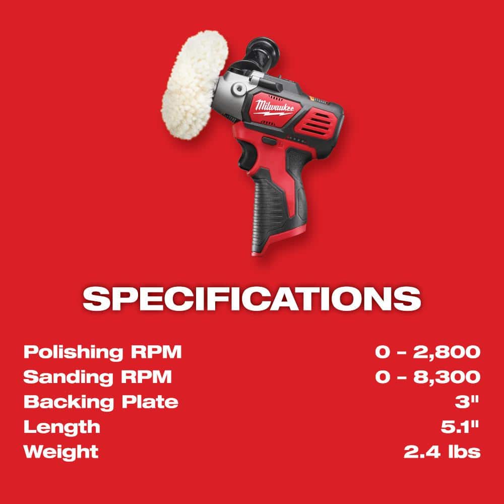 Milwaukee M12 12-Volt Lithium-Ion Cordless Variable Speed Polisher/Sander w/M12 12V Lithium-Ion CP High Output 2.5 Ah Battery Pack (3)