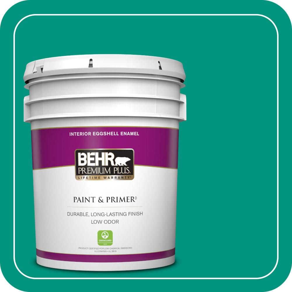 BEHR PREMIUM PLUS 5 gal. #S-G-480 Aqua Waters Eggshell Enamel Low Odor Interior Paint & Primer