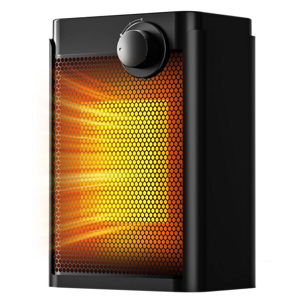 Unbranded 1200-Watt Black Indoor Electric Portable Heater PTC Ceramic Fast Heating Overheat Tip-Over Protection for Office Camping
