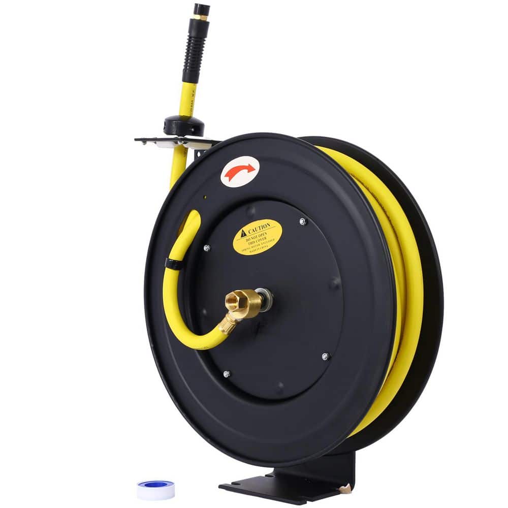 MYWISH Heavy-Duty 1/2 in. x 50' Industrial Auto-Rewind Steel Air Hose Reel