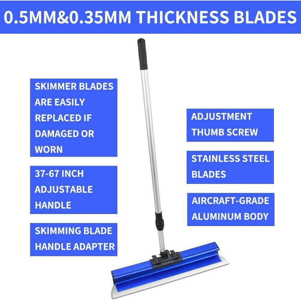 KIWDZFU 16 x 24 x 32 Stainless Steel Drywall Skimming Blade Set with Ergonomic Handle and Adjustable Extension Holder 6-Pack (3)