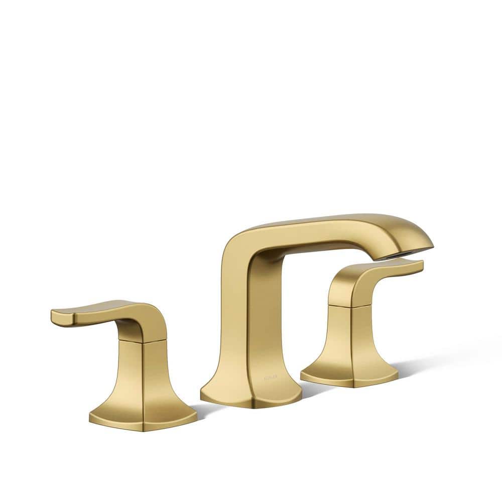 KOHLER Rubicon 8 in. Widespread Double Handle Bathroom Faucet in Vibrant Brushed Moderne Brass