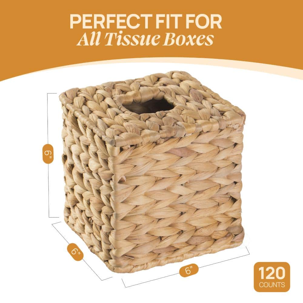 Vintiquewise Water Hyacinth Wicker Square Tissue Box Cover (2)