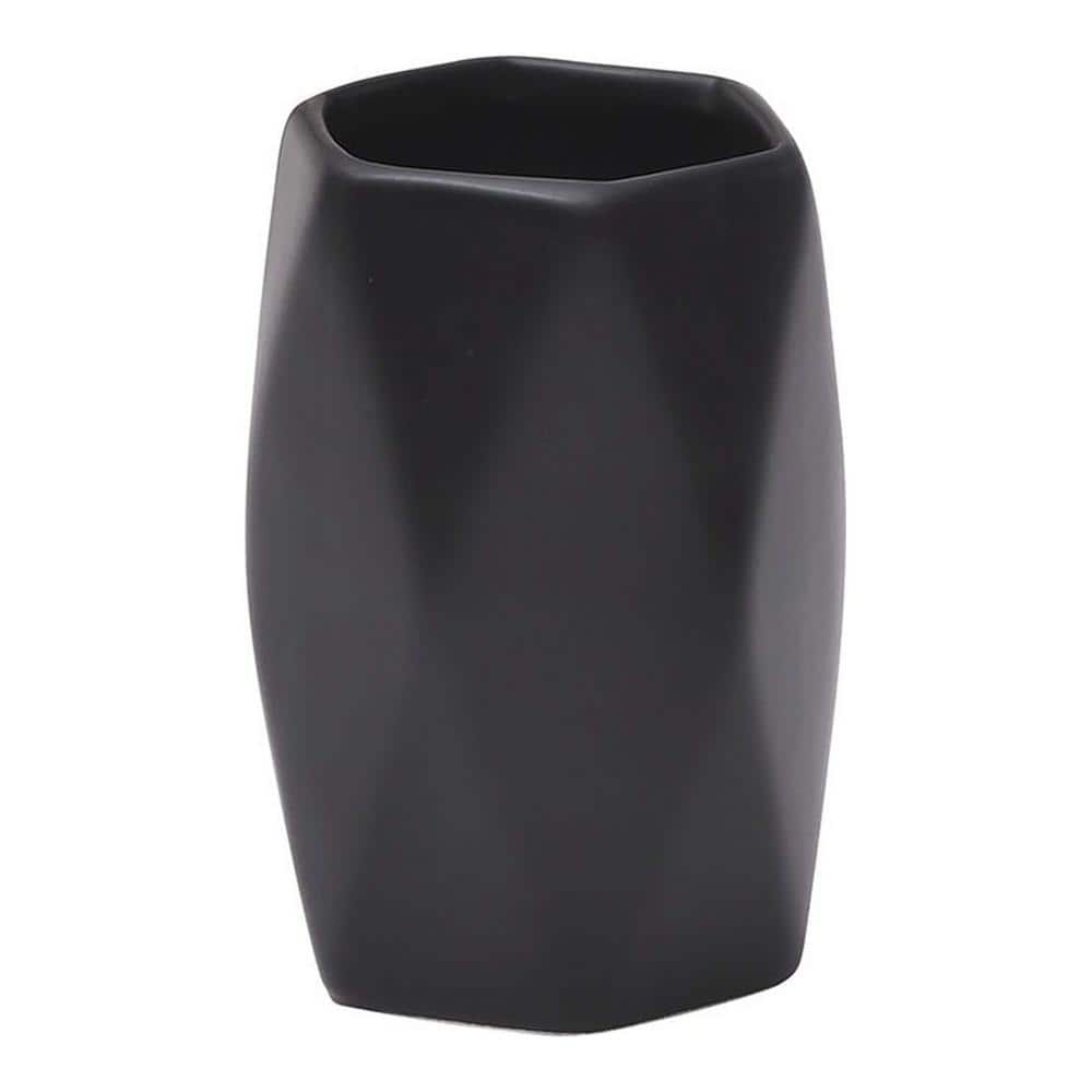 EVIDECO French home goods Diamond Bath Tumbler Cup Holder or Toothbrush Holder Black (1)