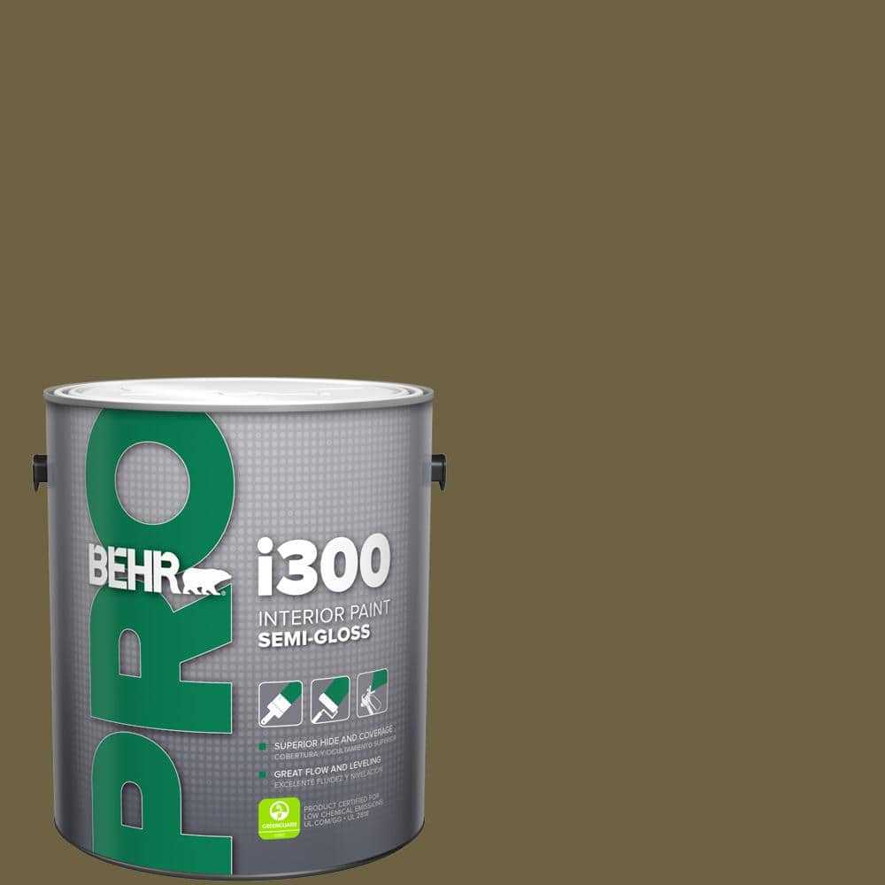 BEHR PRO 1 gal. #ICC-88 Classic Olive Semi-Gloss Interior Paint