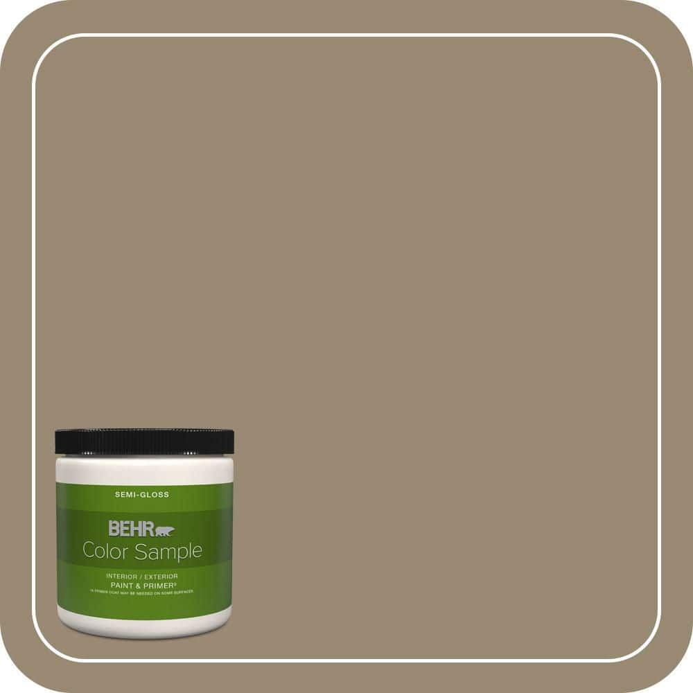 BEHR PREMIUM PLUS 8 oz. #N310-5 Weathered Fossil Semi-Gloss Interior/Exterior Paint & Primer Color Sample