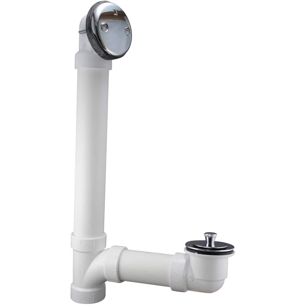 KEENEY Twist and Close 1-1/2 in. Schedule-40 White PVC Pipe Bath Waste and Overflow Drain in Chrome