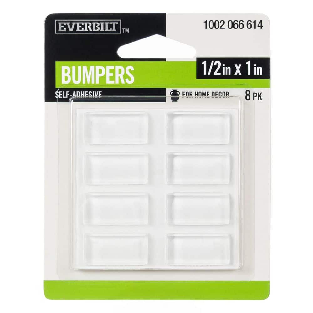 Everbilt 1/2 in. x 1 in. Clear Self-Adhesive Bumper (8-Pack)