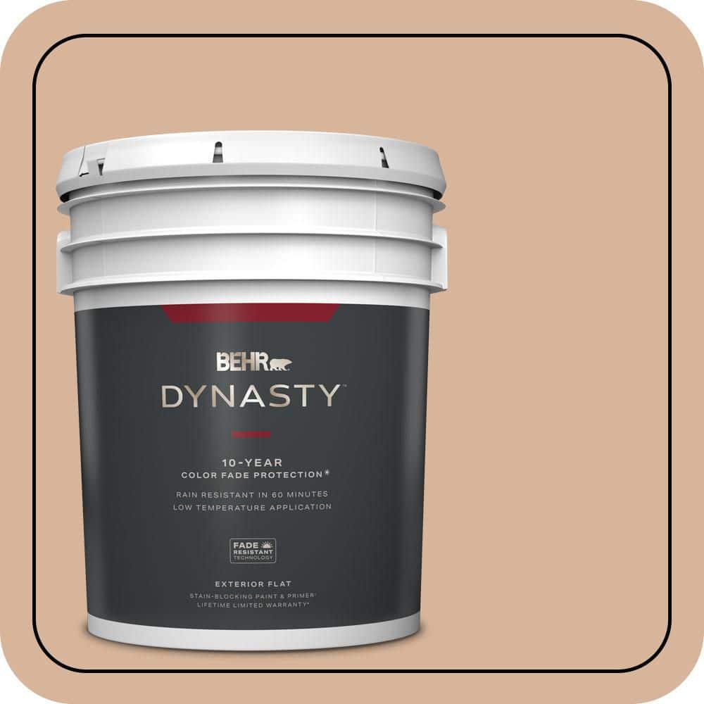 BEHR DYNASTY 5 gal. #S230-3 Beech Nut Flat Exterior Stain-Blocking Paint & Primer