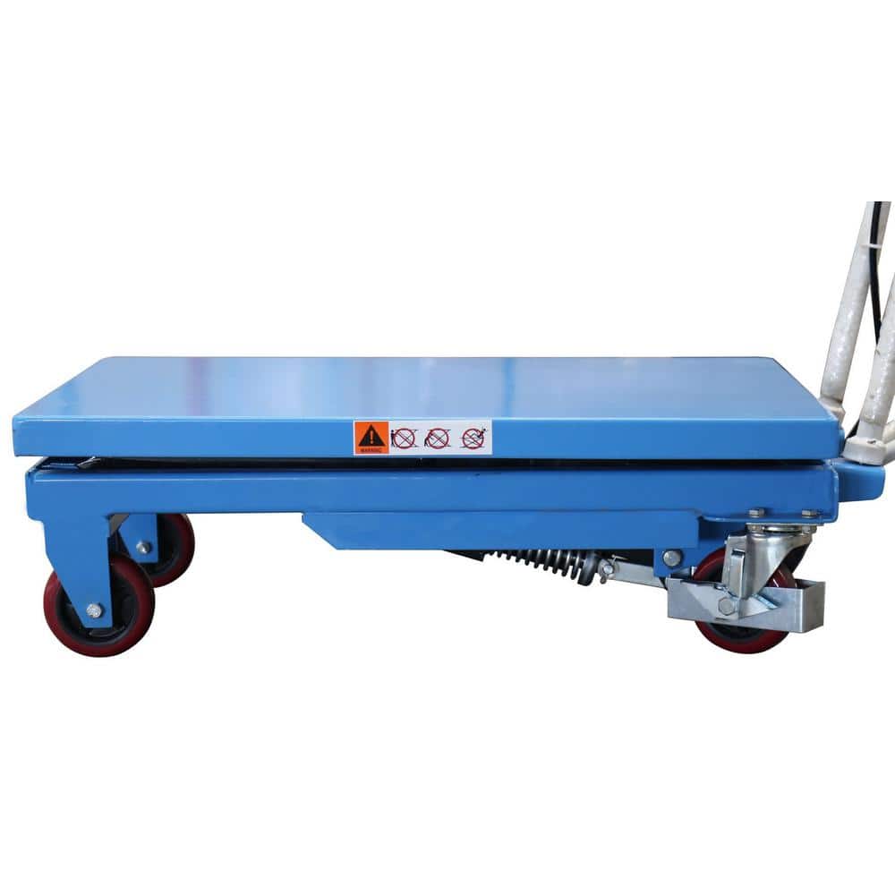Eoslift Industrial Grade Heavy Duty TA70 Manual Scissor Lift Table Cart 1543 lbs. Cap., 20.5 in. x 39.7 in. Swivel Rear Casters (2)