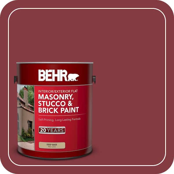 BEHR 1 gal. #M140-7 Dark Crimson Flat Interior/Exterior Masonry, Stucco and Brick Paint (2)