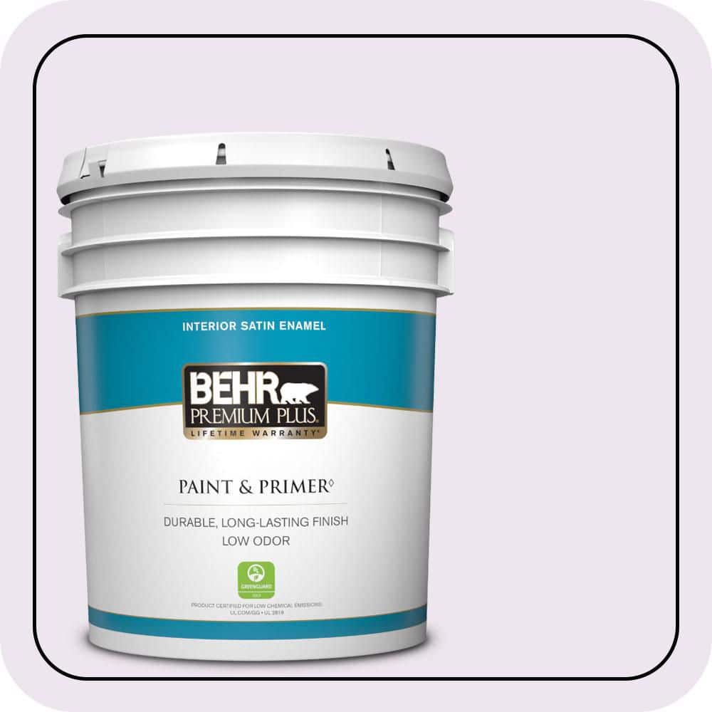 BEHR PREMIUM PLUS 5 gal. #M570-1 In the Spotlight Satin Enamel Low Odor Interior Paint & Primer