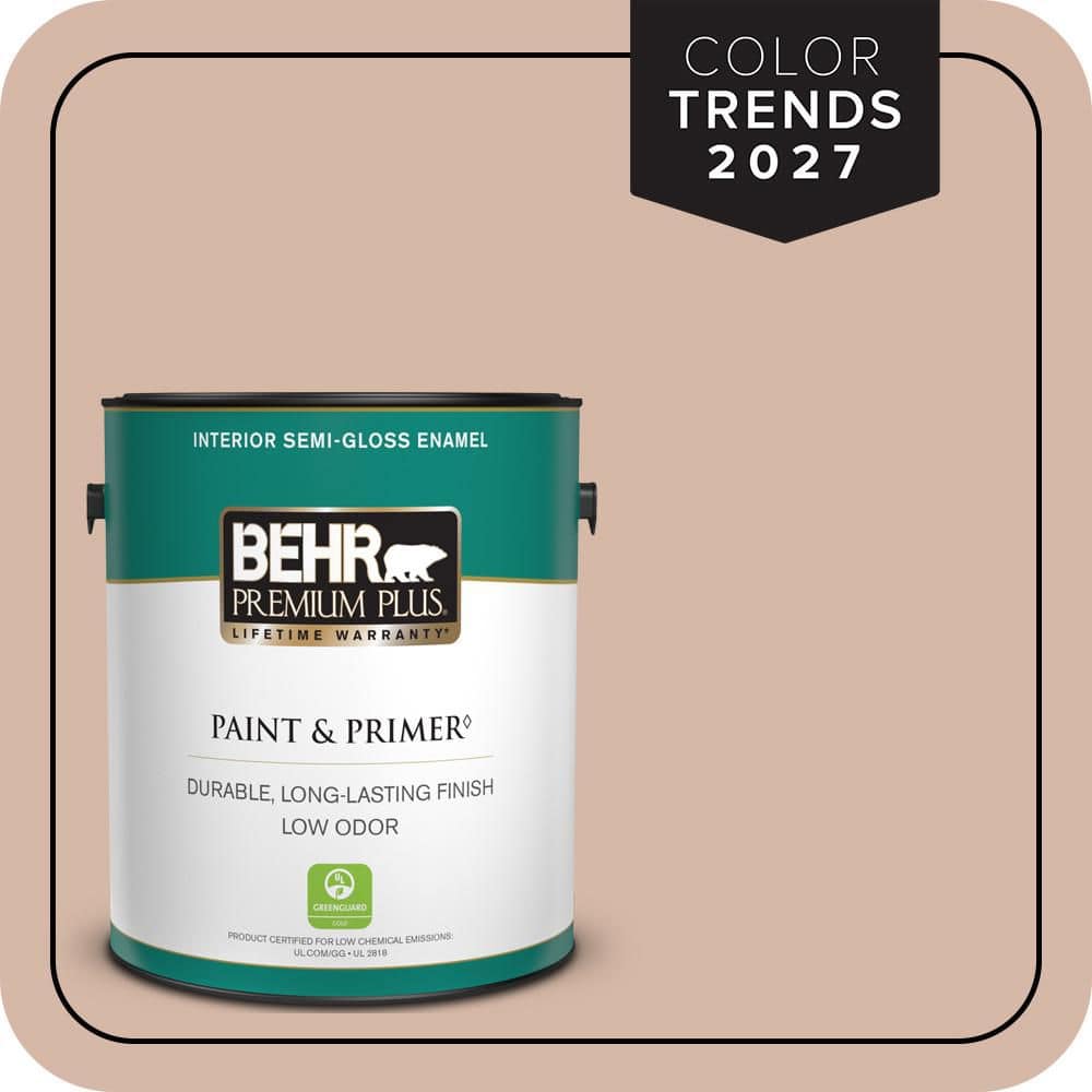 BEHR PREMIUM PLUS 1 gal. #S190-3 Sedona Pink Semi-Gloss Enamel Low Odor Interior Paint & Primer