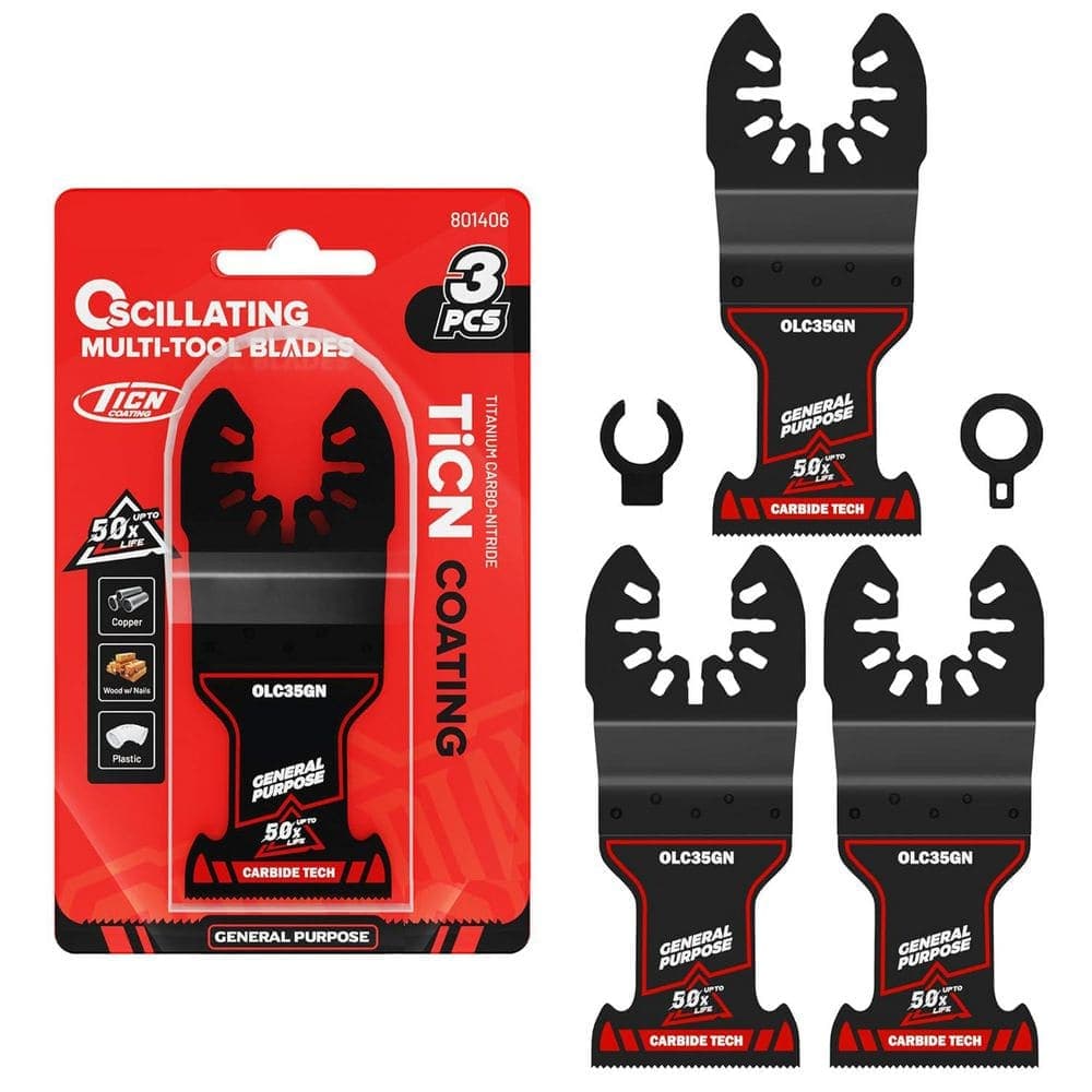 Unbranded Obsidian Carbide Oscillating Saw Blades Multi-Material Quick Release for Metal Nails Wood Plaster Drywall PVC (3-Pack)