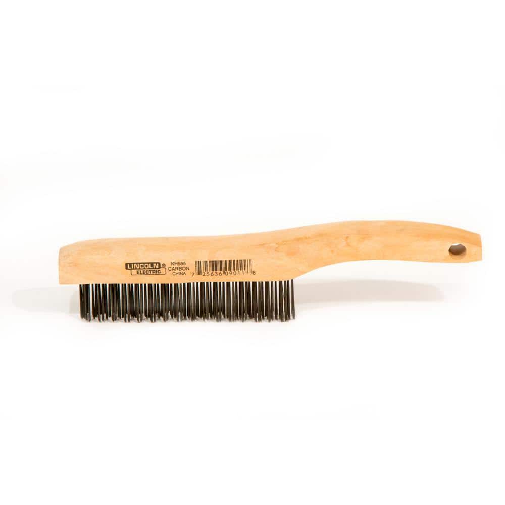 Lincoln Electric 9 in. Long Wooden Handled Carbon Steel Welding Wire Brush (.8 in. x 4.9 in. Bristle Area 4 x 16 Row) (3)