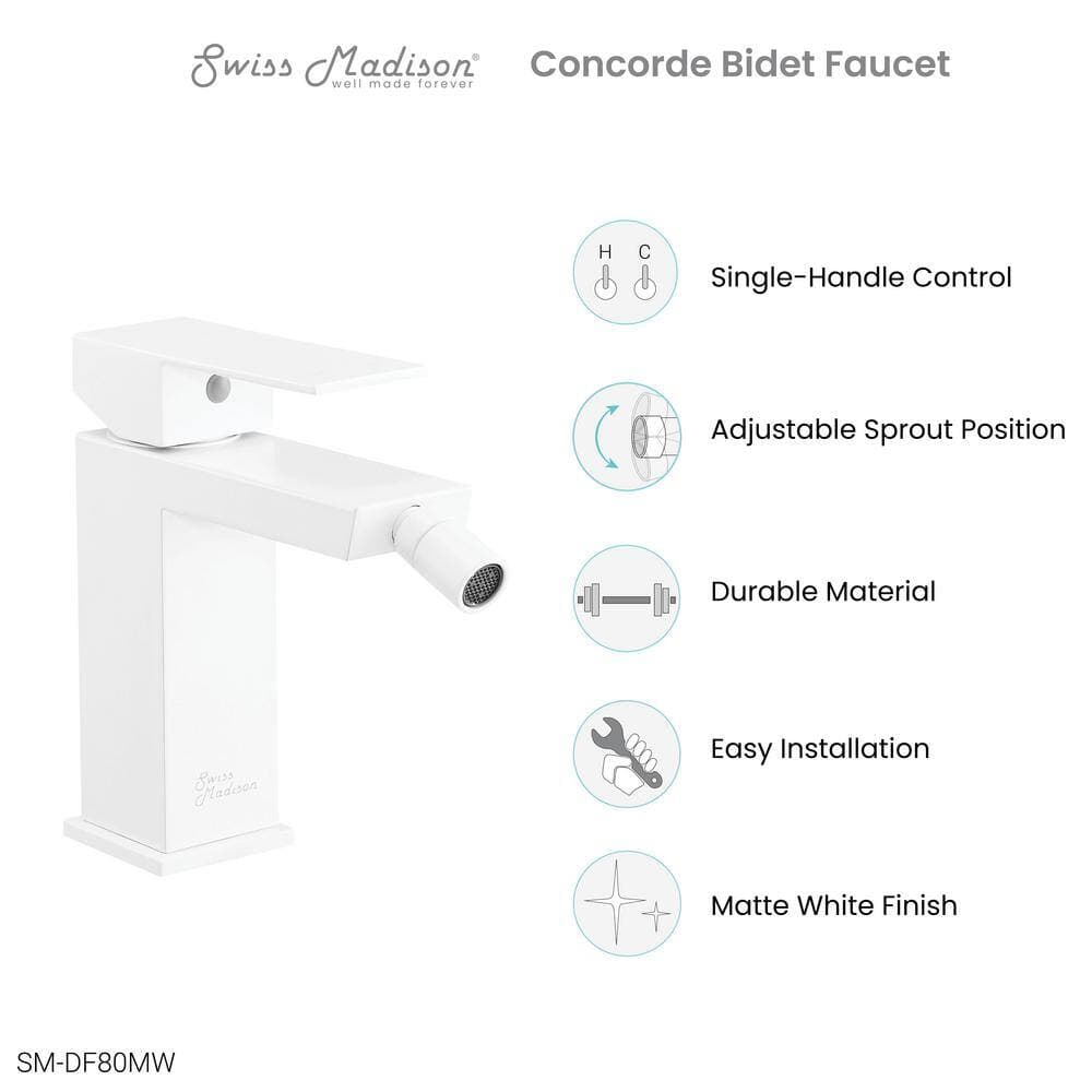Swiss Madison Concorde Single-Handle Bidet Faucet in Matte White (2)