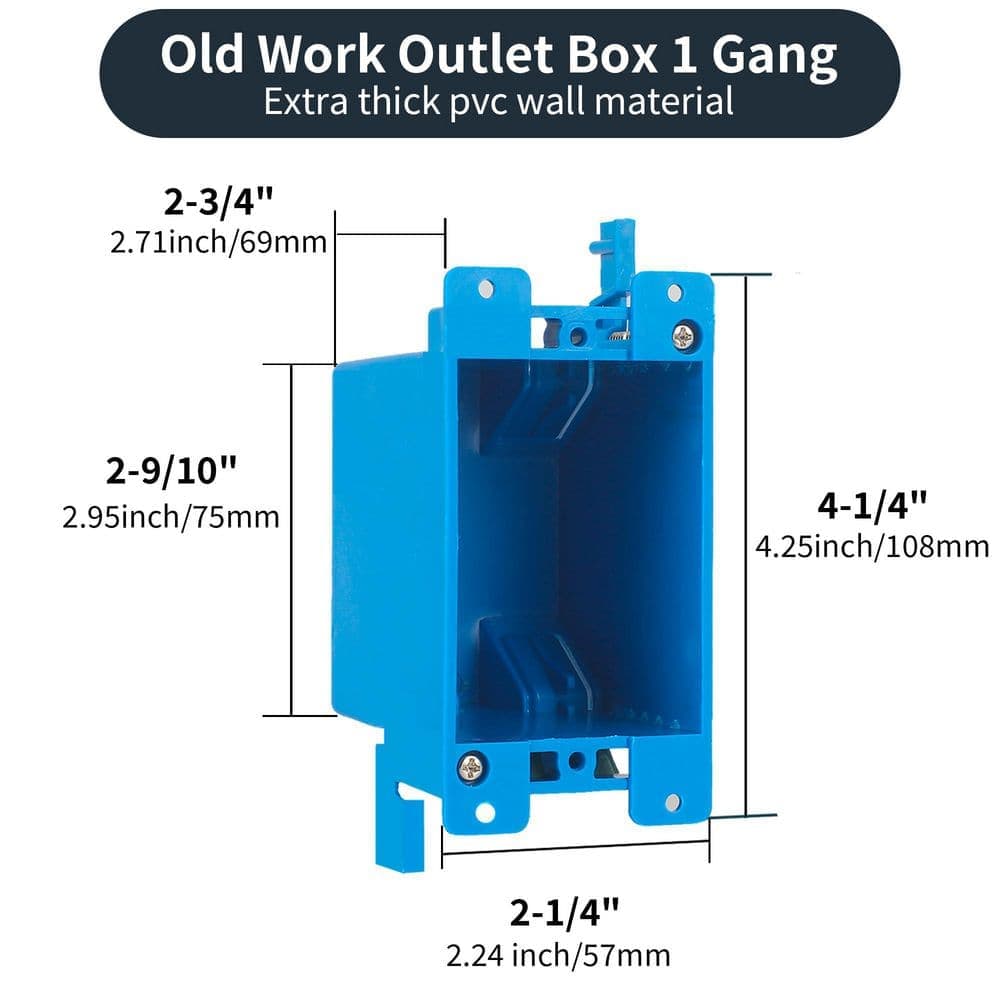 Helhom 10-Pack Single Gang Electrical Outlet Box, Electrical Outlet Box Extenders for Residential, Commercial (2)