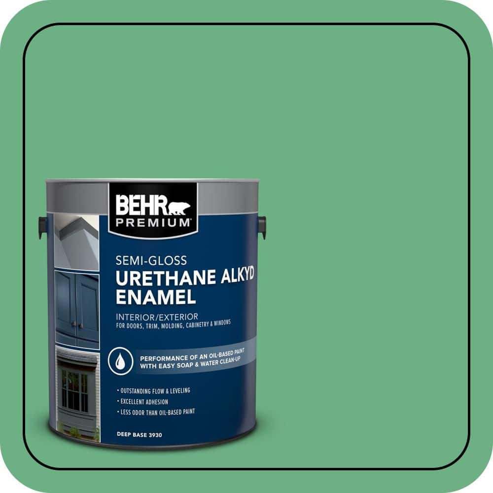 BEHR PREMIUM 1 gal. #P410-5 Lily Pads Urethane Alkyd Semi-Gloss Enamel Interior/Exterior Paint