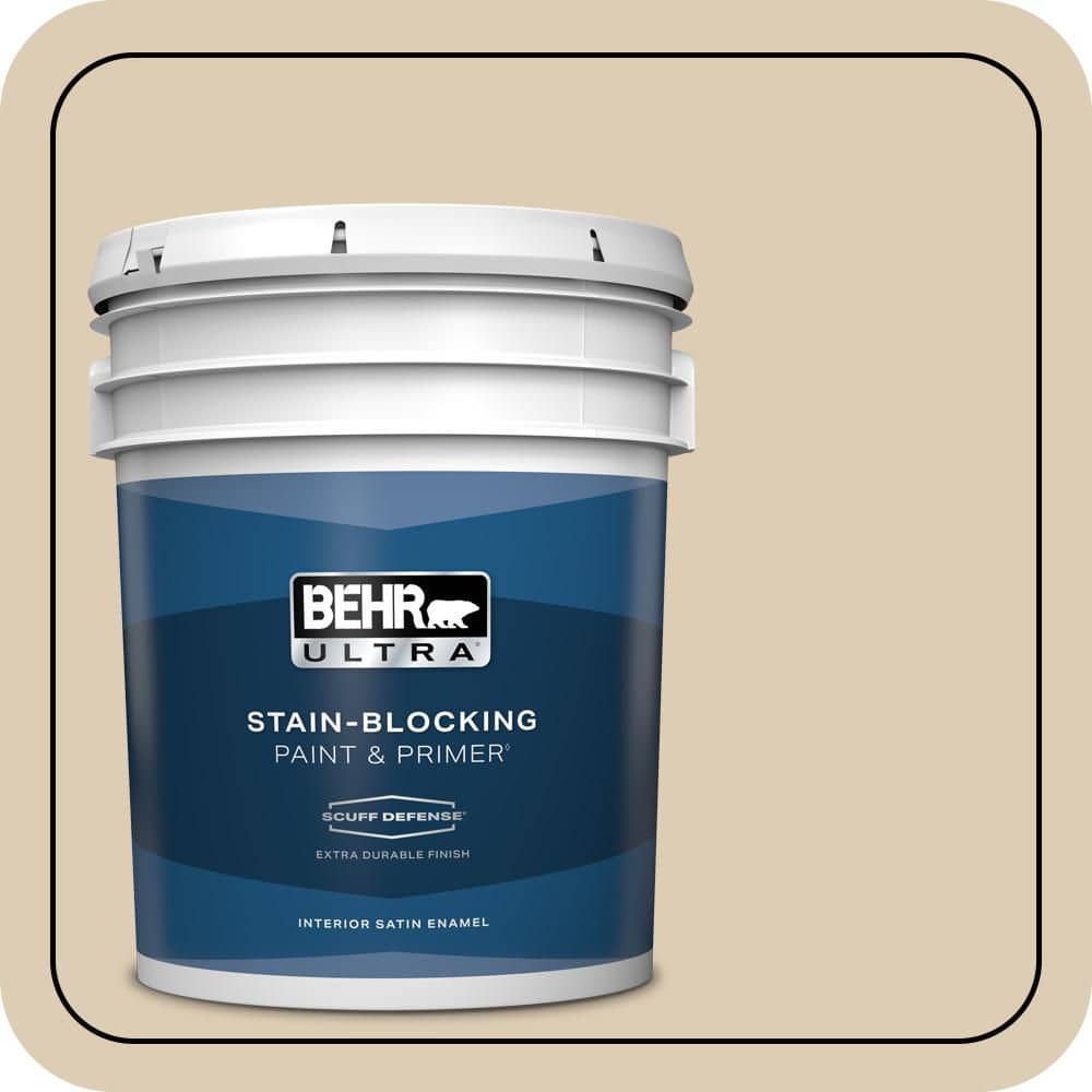 BEHR ULTRA 5 gal. #QE-27 Estate Limestone Extra Durable Satin Enamel Interior Paint & Primer