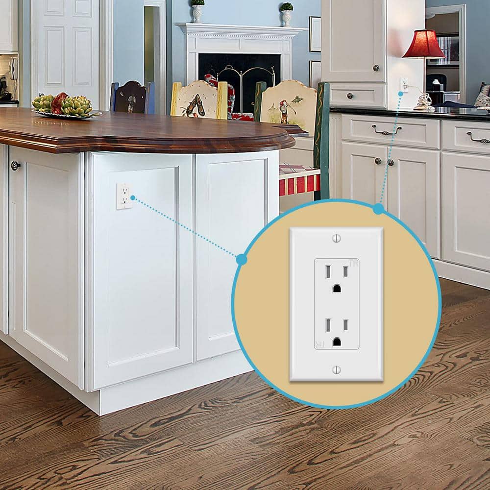 Yichuhaoxi 15 Amp 125-Volt Tamper-Resistant Outlet White Self-Grounding 2-Pole with (20-Pack) (2)