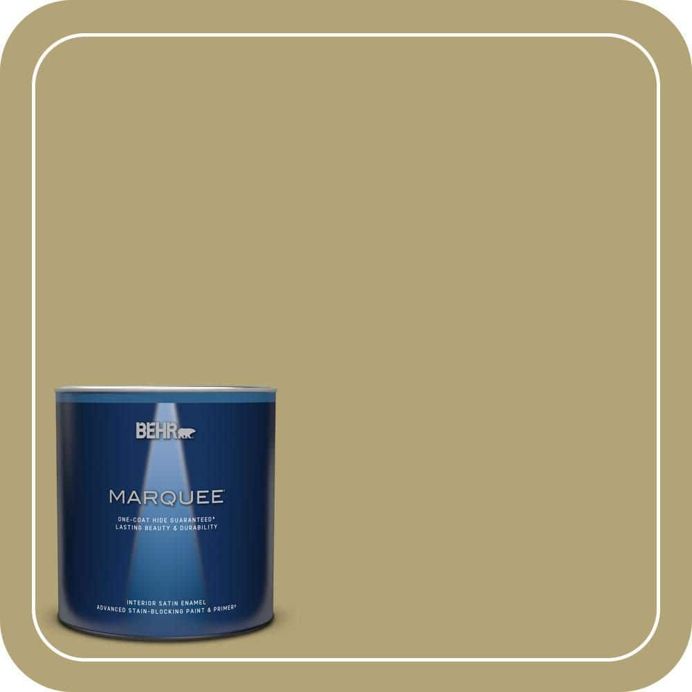 BEHR MARQUEE 1 qt. #PMD-101 Green Fig Satin Enamel Interior Paint & Primer