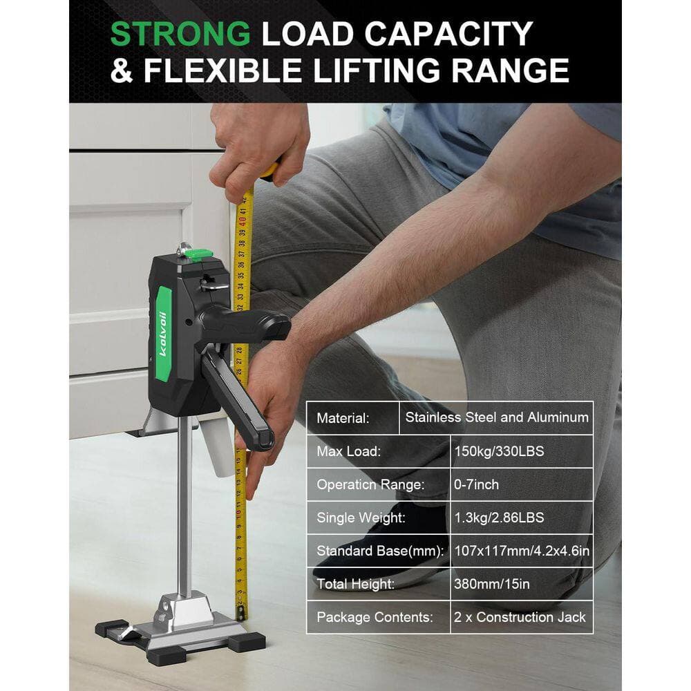 Laybus 2 Pack Furniture Jack, Multi-Function Height Construction Jack with Two-Speed Drop Modes (3)