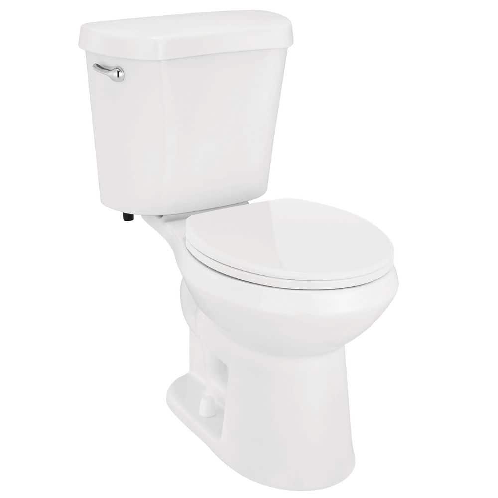 Glacier Bay 12 in. Rough In 2-Piece 1.28 GPF Single Flush Round Toilet in White, Seat Included (2)