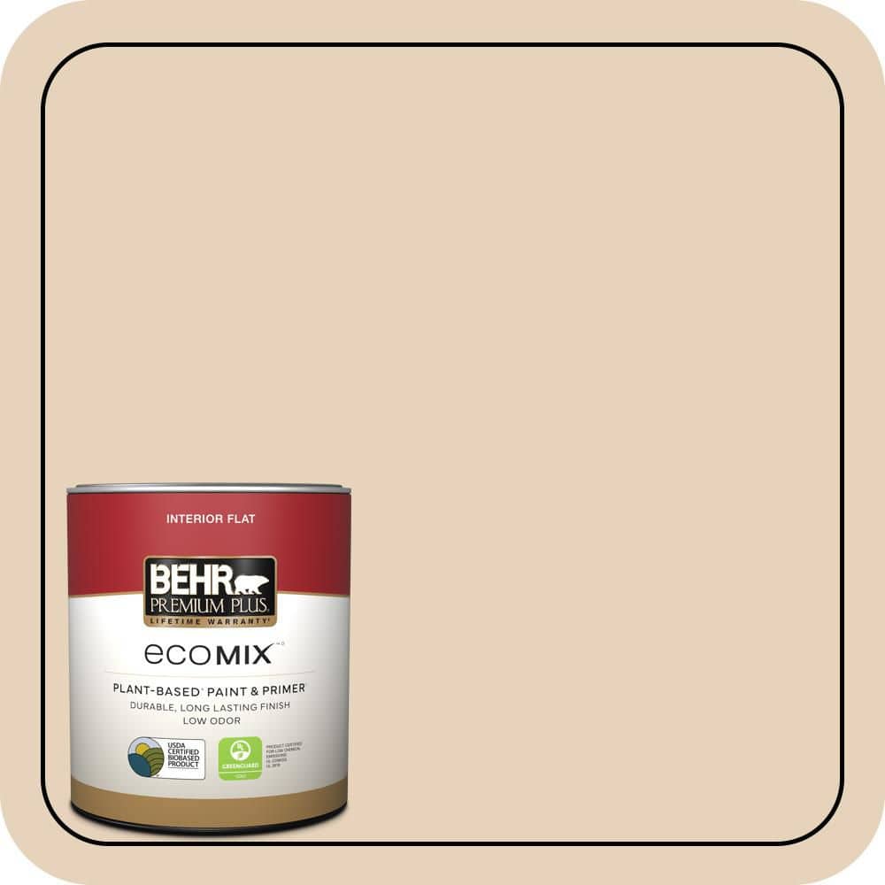 BEHR PREMIUM PLUS 1 qt. #ECC-53-1 Mown Hay Flat EcoMix Plant-Based Interior Paint & Primer (1)