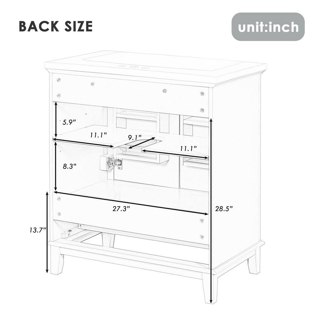 Unbranded 29.5 in. W 17.8 in. D 33.8 in. H Linen Cabinet Bathroom Vanity with Doors and Drawer (4)