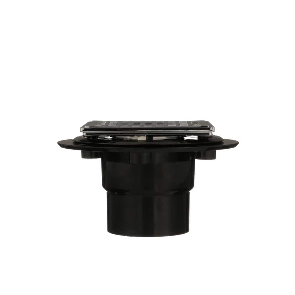 Oatey Round Black ABS Shower Drain with 4-3/16 in. Square Screw-In Chrome Drain Cover (4)