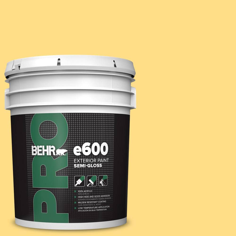 BEHR PRO 5 gal. #330B-5 Yellow Corn Semi-Gloss Exterior Paint