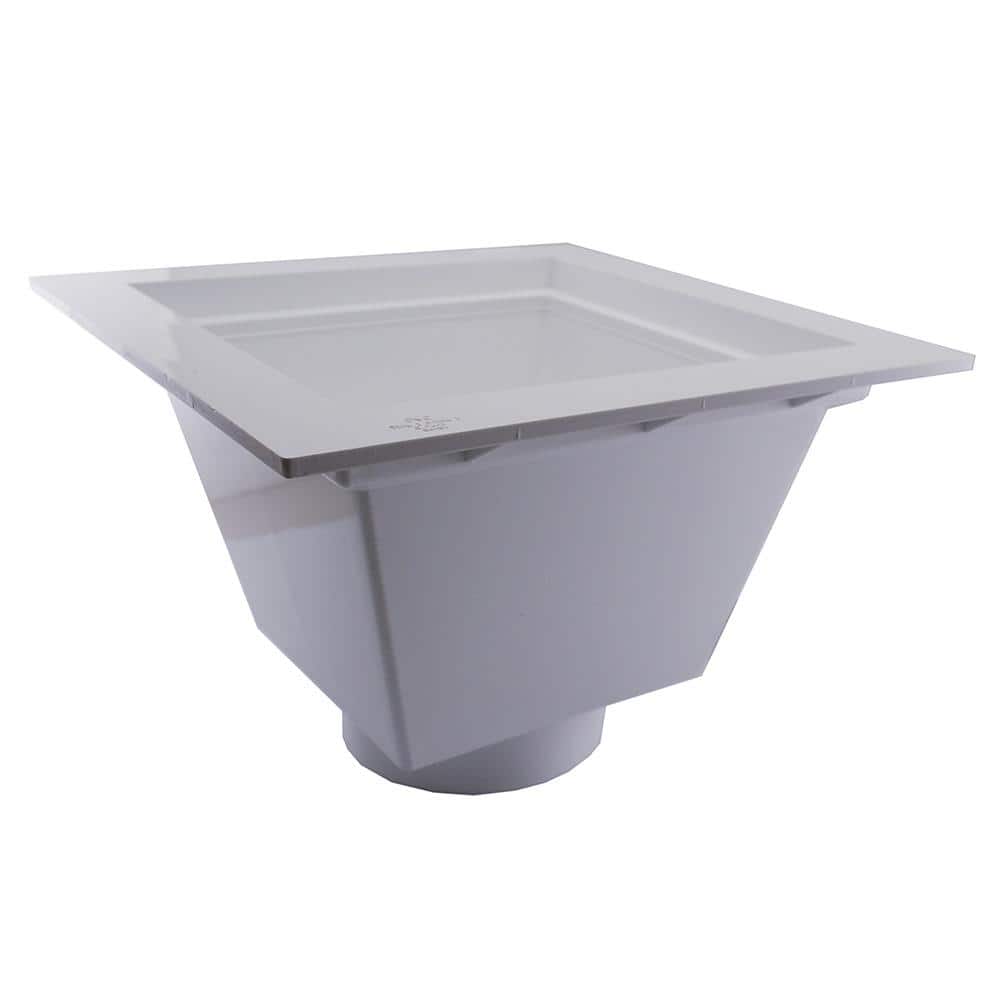 JONES STEPHENS 12 in. x 12 in. Square PVC Pipe Fit Floor Sink-Only, Fits Over 4 in. Schedule 40 DWV Pipe (4 in.)