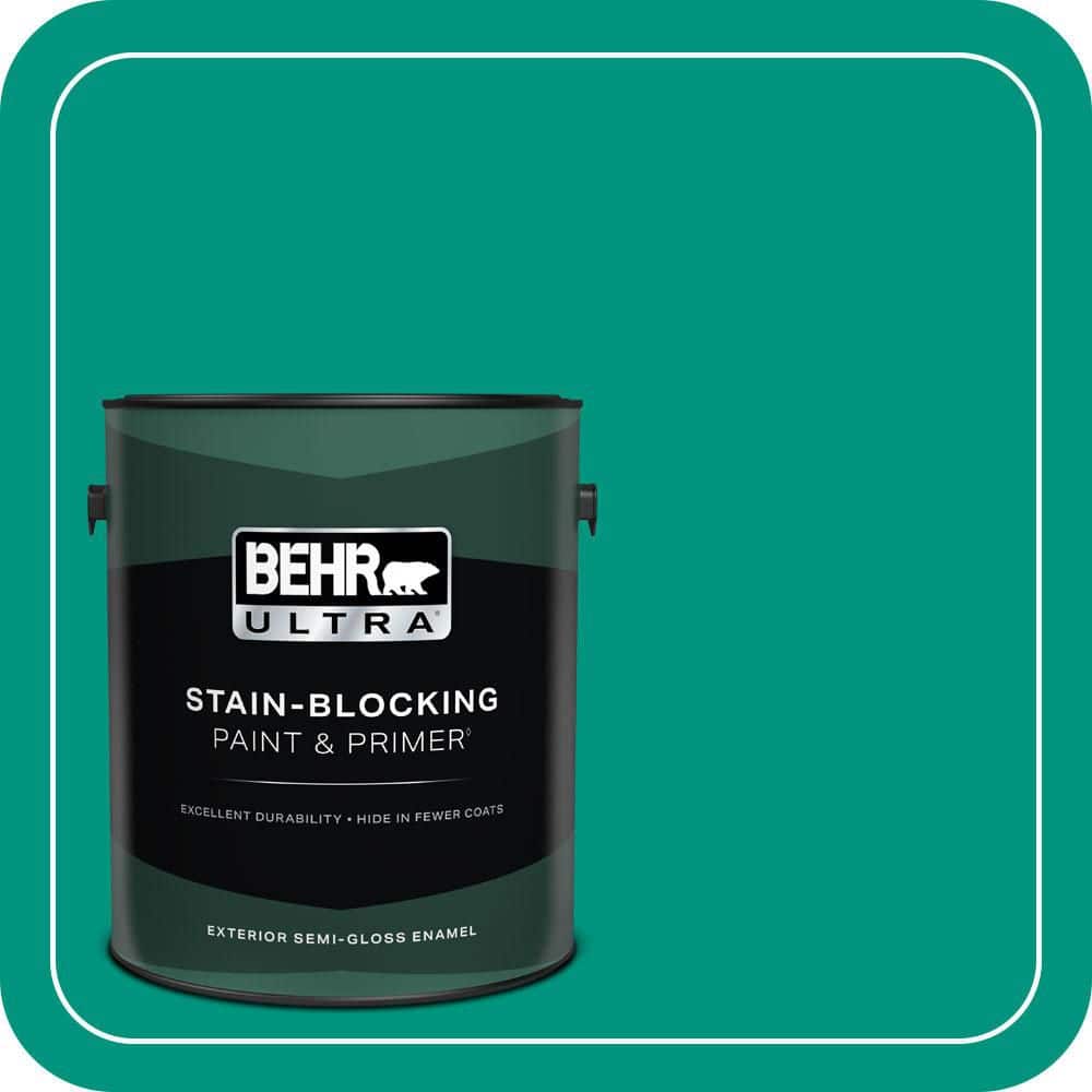 BEHR ULTRA 1 gal. #S-G-480 Aqua Waters Semi-Gloss Enamel Exterior Paint & Primer