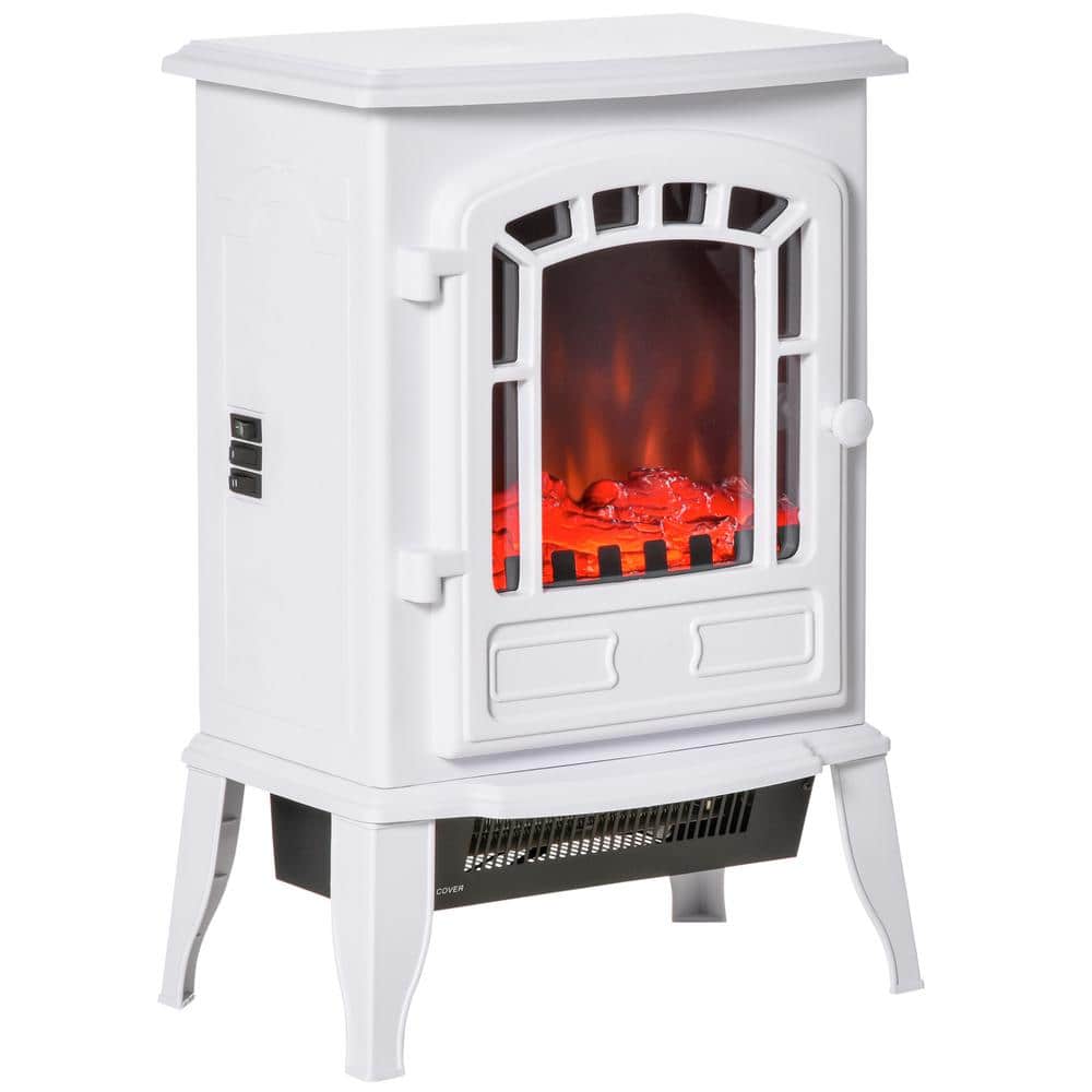 Siavonce 9.5 in. Freestanding Electric Fireplace Stove, Fire Place Heater, Overheat Safety Protection, White
