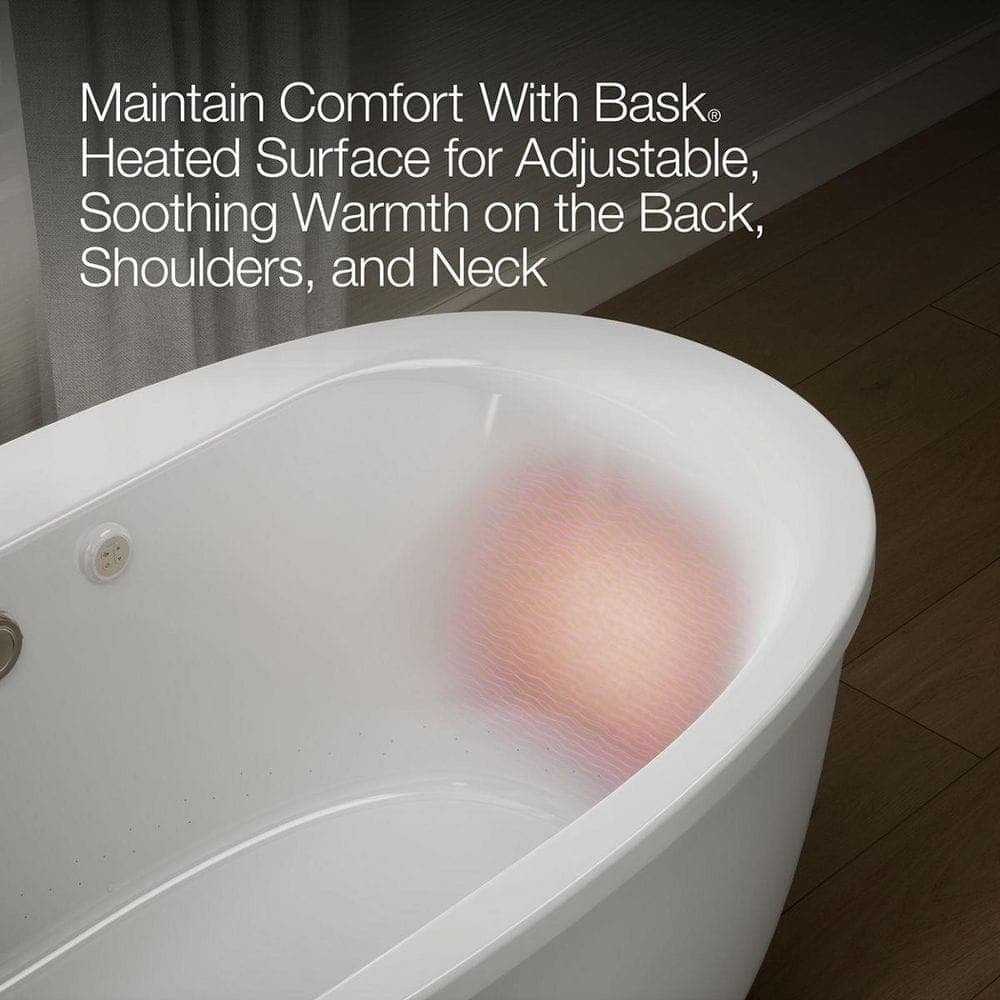 KOHLER Sunstruck 66 in. Acrylic Flatbottom Air Bath Bathtub with Fluted Shroud and Bask Heated Surface in White (2)