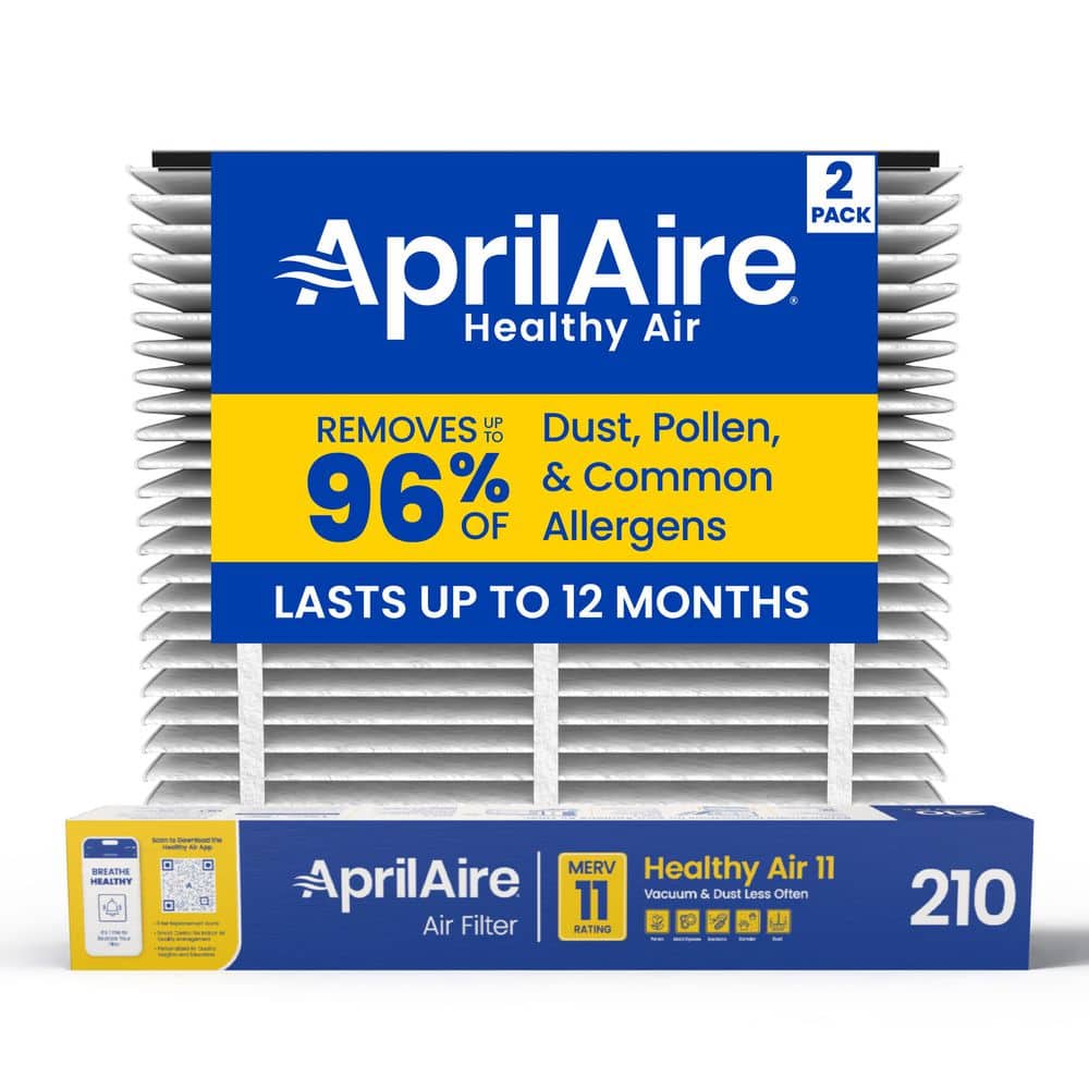 AprilAire 210 20 in. x 25 in. x 4 in. MERV 11 FPR 12 Pleated Filter For Air Cleaner Models 1210/1620/2210/2216/3210/4200 (2-Pack)