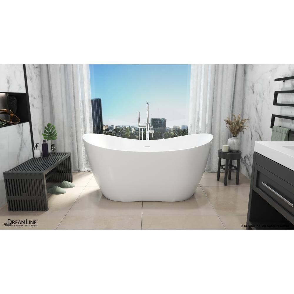 DreamLine Nile 29 in. Freestanding Acrylic Soaking Bathtub with Center Drain Chrome (4)