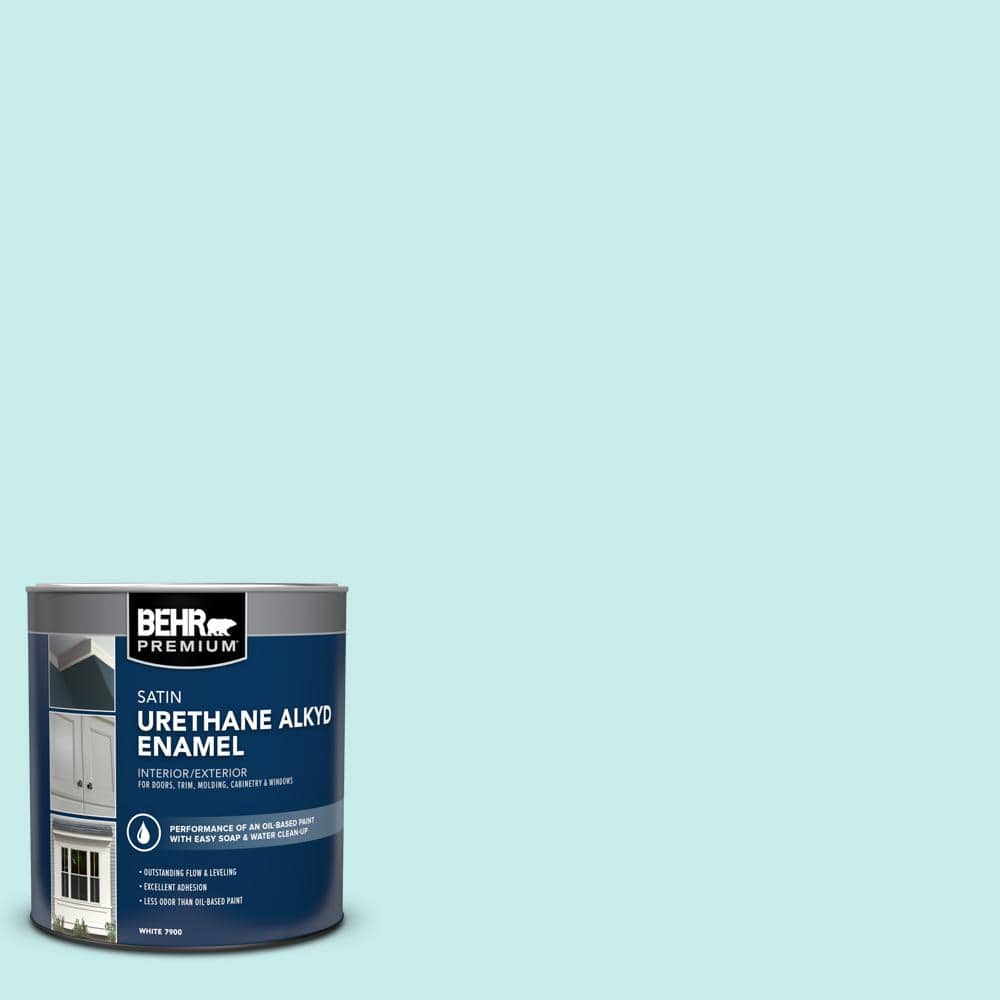 BEHR PREMIUM 1 qt. #P460-1 Morning Sky Satin Enamel Urethane Alkyd Interior/Exterior Paint (1)