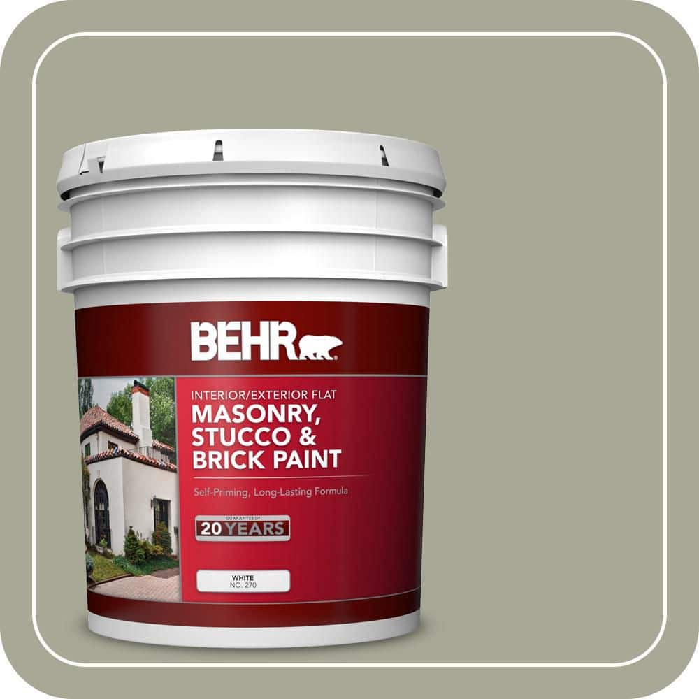 BEHR 5 gal. #PPU10-16 Simply Sage Flat Interior/Exterior Masonry, Stucco and Brick Paint
