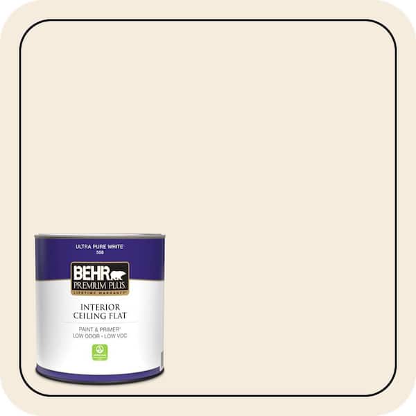 BEHR PREMIUM PLUS 1 qt. #PPU5-10 Heavy Cream Ceiling Flat Interior Paint & Primer (2)
