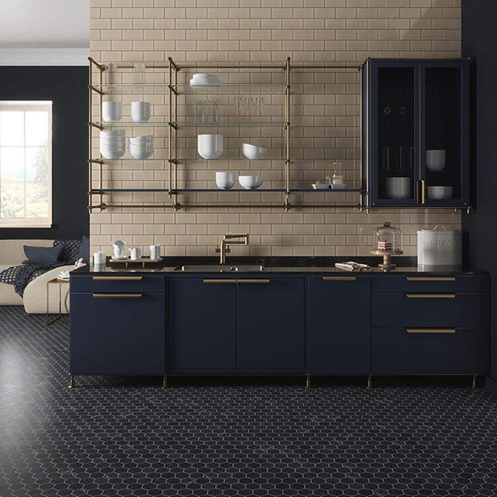 Jeffrey Court Midnight Hex Black 10.875 in. x 9.5 in. Honed Marble Wall and Floor Mosaic Tile (0.717 sq. ft./Each) (3)