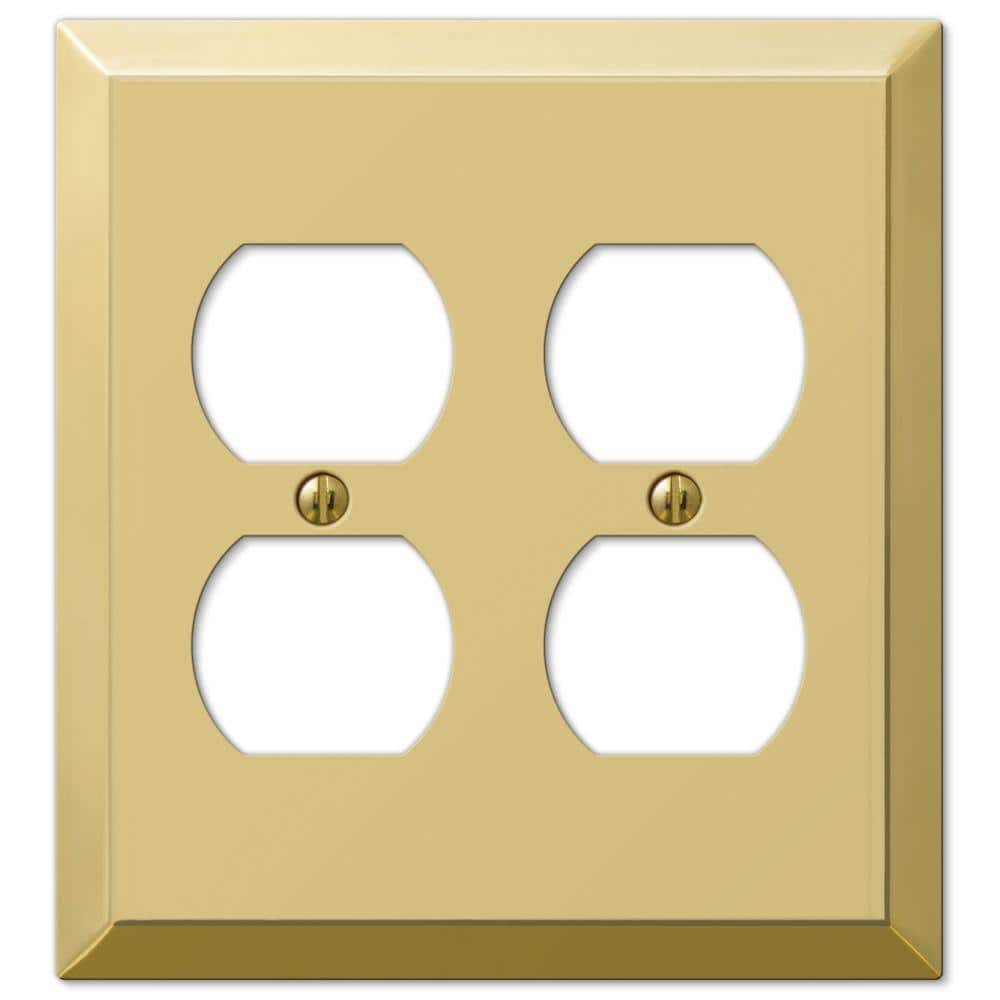 AMERELLE Metallic 2 Gang Duplex Outlet Steel Wall Plate - Polished Brass